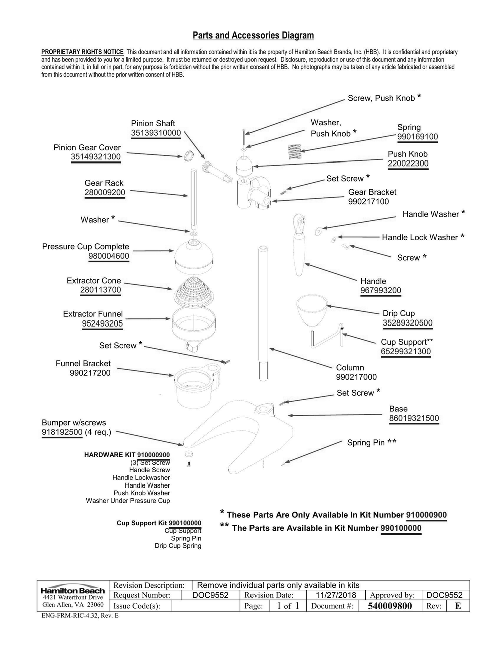 Diagram Diagram and Parts List for 932  Hamilton Beach Juicer